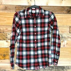 J.Crew size XS plaid long sleeve perfect fit button down 100% cotton shirt